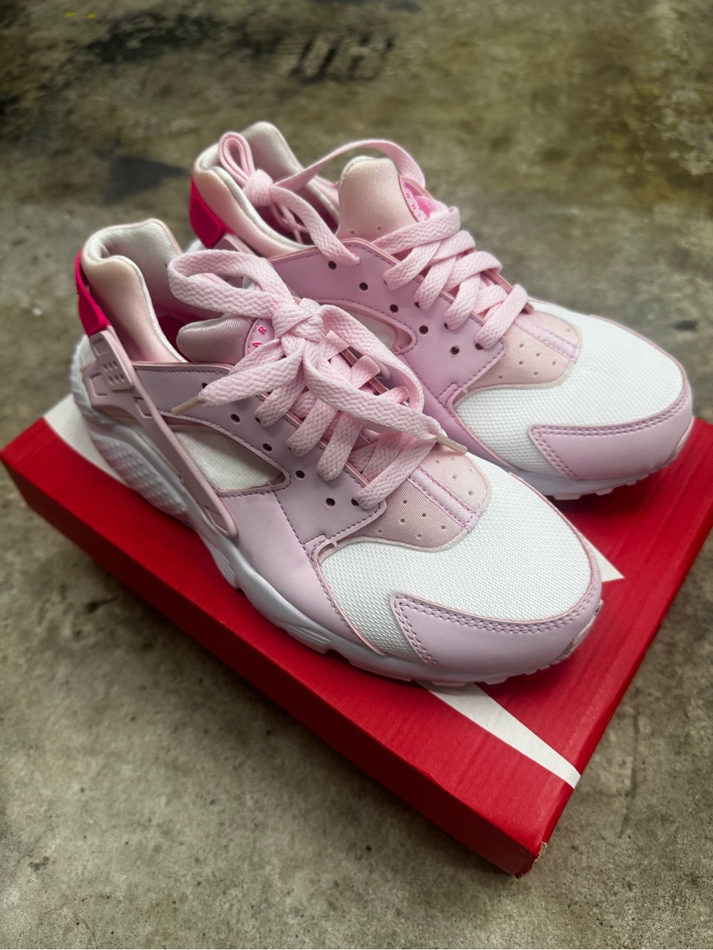 Nike Kids Pink and White Huarache-Style Sneakers